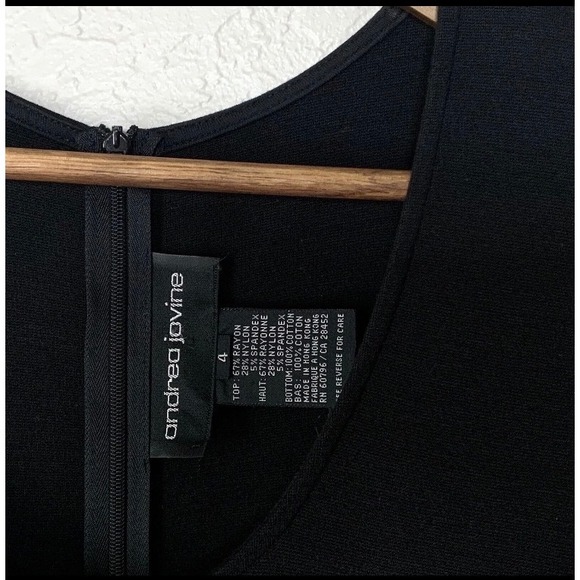 Andrea Jovine Dress 4 Women Black Pockets Charcoal Denim Fit & Flare Knee Length - Picture 3 of 7